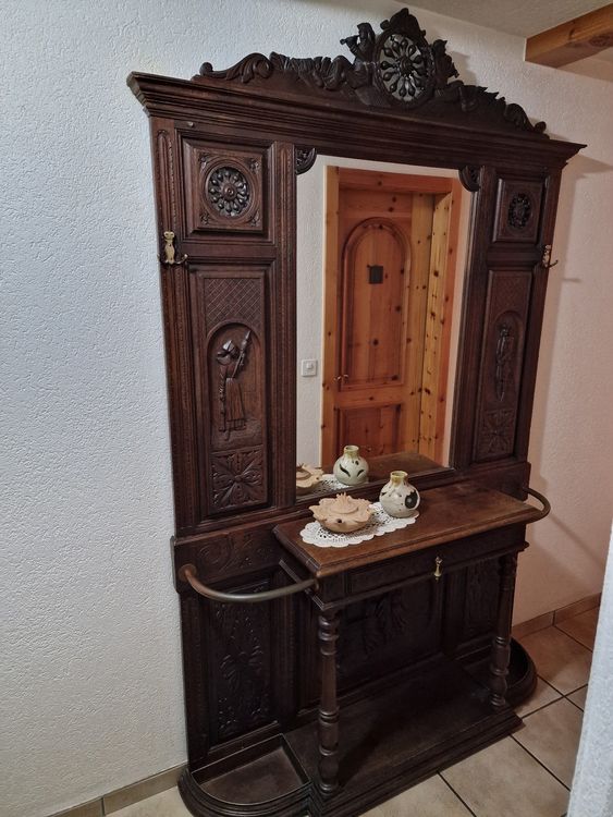 Antike Garderobe mit Spiegel / Gründerzeit / Höhe 227 cm Kaufen auf