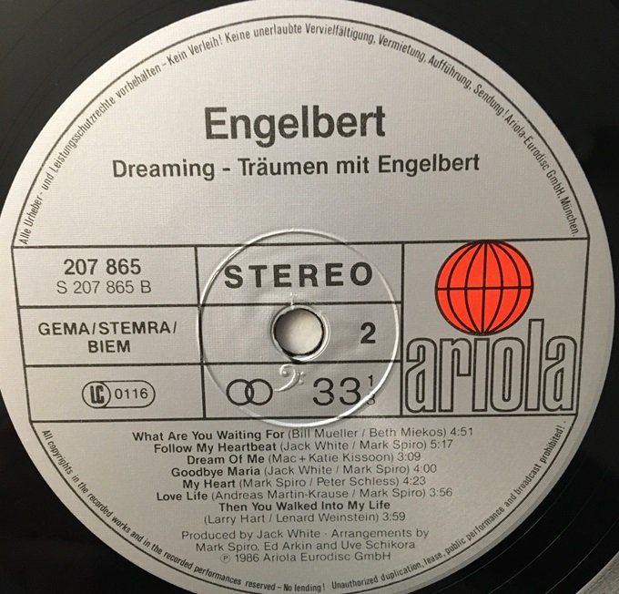 Dischi in vinile: Engelbert – Träumen mit Engelbert (LP) – Usato da Grüningen venduto da azulmarron 3