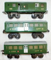 3 wagons SBB CFF,  échelle 0