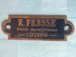 Blech Schild R. PRASSE Elektr. Installationen LUZERN