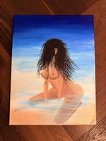Aktgemälde - Frau im Meer, handgemalt, Unikat!