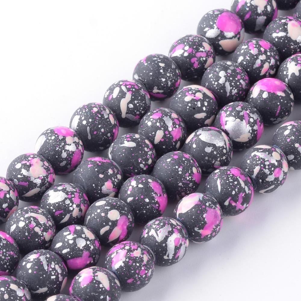 Perle (finte): Glasperlenstrang Orchidee gemustert 8mm / 90Stück – Nuovo (secondo la descrizione) da Rüegsau venduto da Tausendfreund