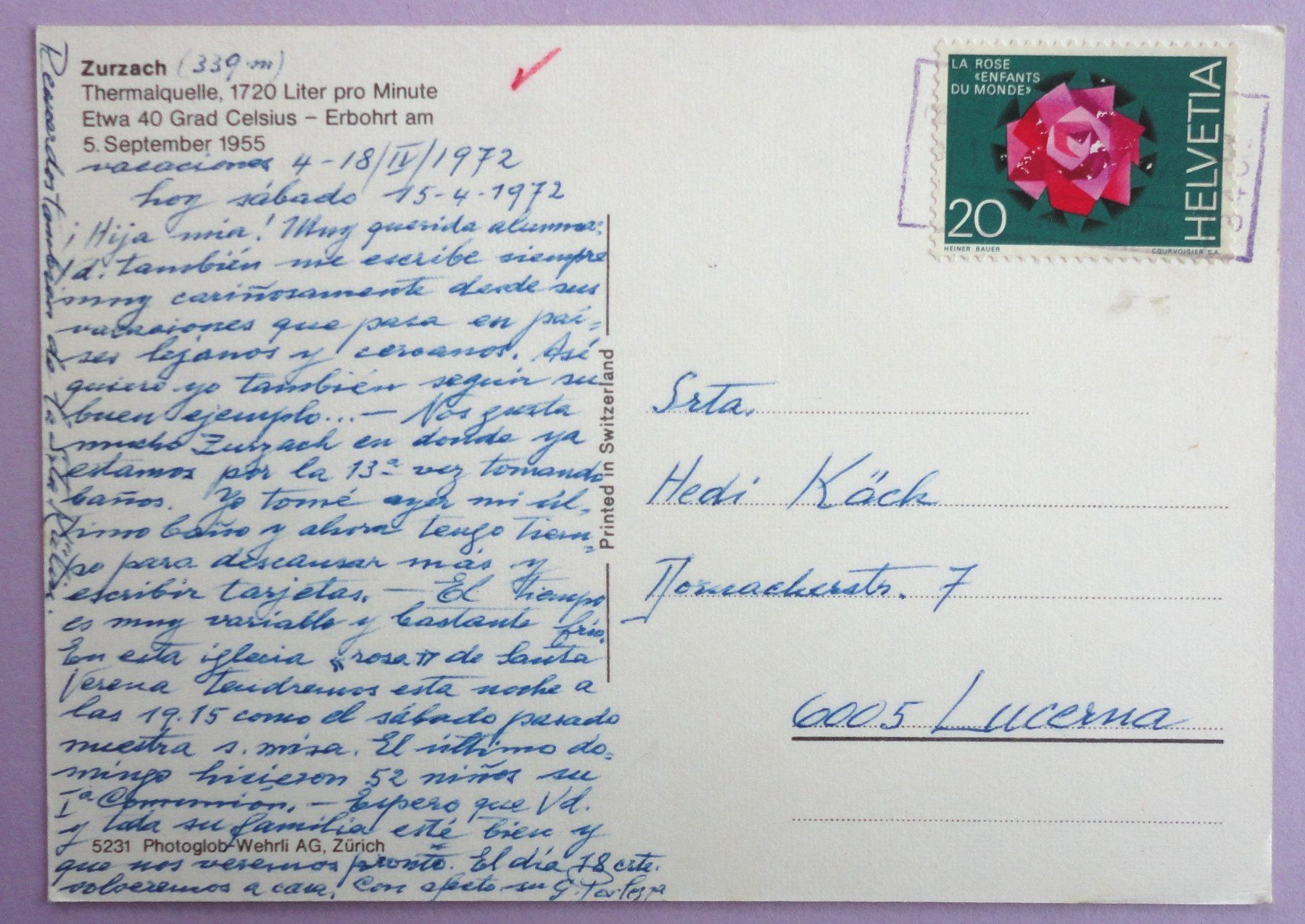 Cartoline postali: Thermalkurort Zurzach – Usato da Fétigny venduto da Billy2miny 1