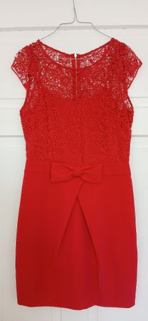 Rotes Morgan Kleid Gr. 38 mit Spitze & Schleife -Top!