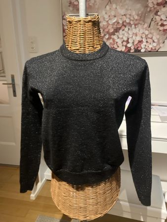 Schwarzer Glitzer Pullover, Wolle, 152