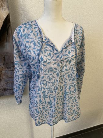 Nile Bluse Baumwolle blau gemustert Gr.  M neuwertig