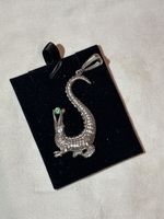 Silberanhänger Krokodil mit Topas Stein, Rarität!