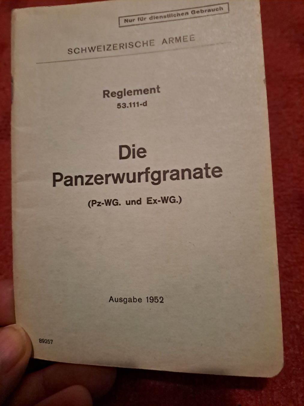 Libri: Reglement " Die Panzerwurfgranate " – Usato da St.Gallen venduto da Infanteriewerk 1
