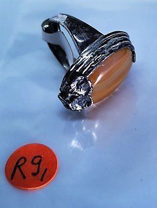 Anelli: Silberring mit Bernstein  18mm=57  R9 – Nuovo (secondo la descrizione) da Lutzenberg venduto da Truhe 4