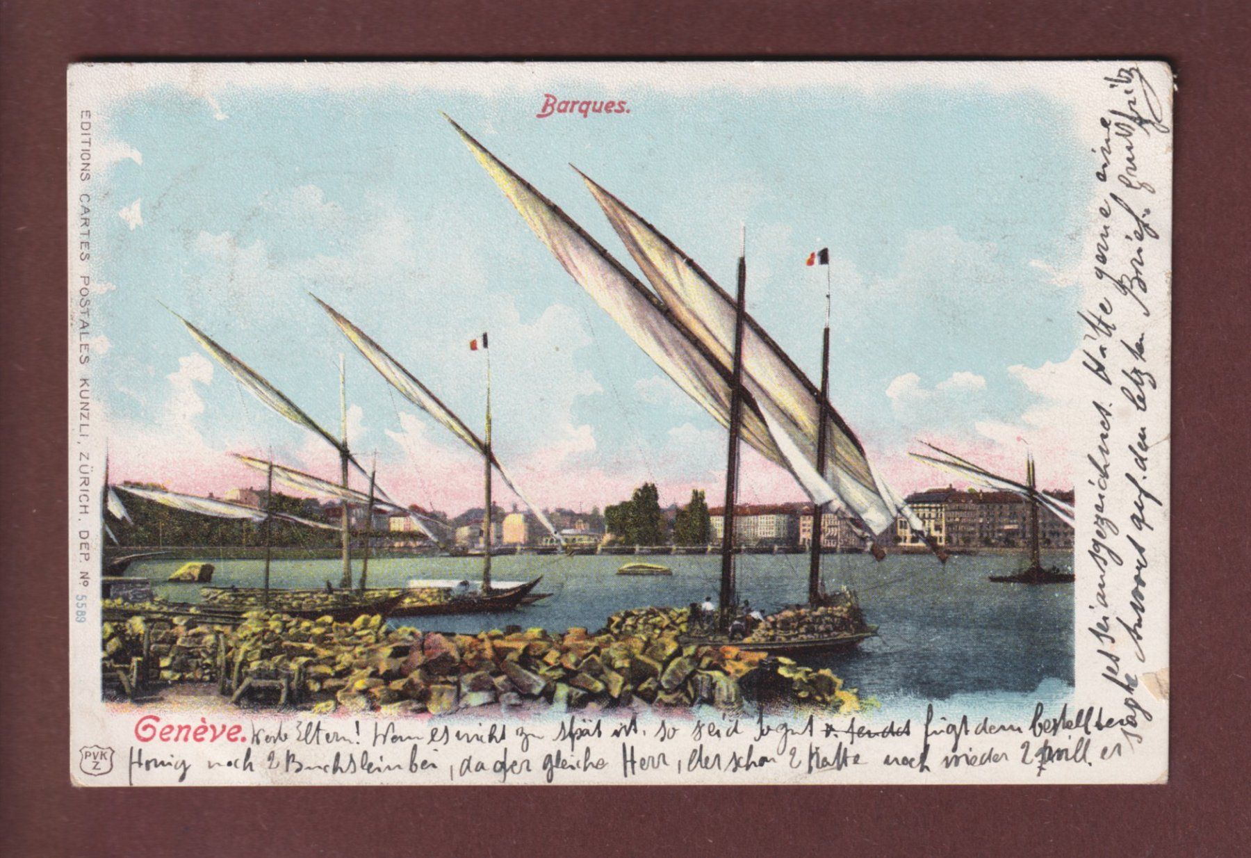 Cartes postales: GENEVE - Barques du Léman - 1902 – D'occasion à Pully par nicecards