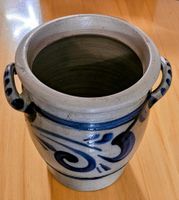 Pot en grès ancien décor gris et bleu de 3 litres