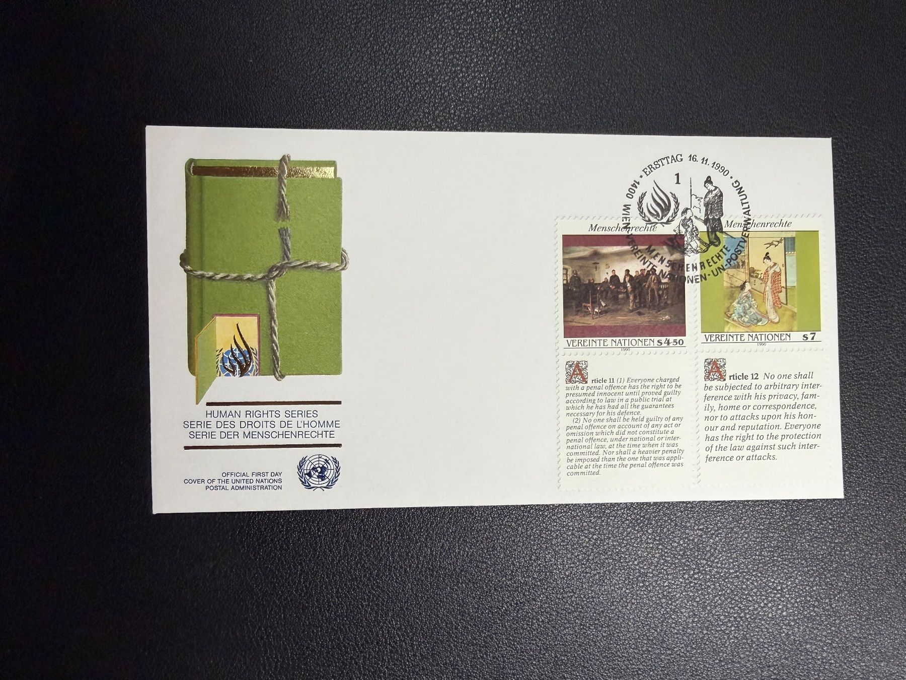 Tutti i francobolli: UNO Wien Serie Menschenrechte 1990 FDC – Usato da oberrüti venduto da jeanmei