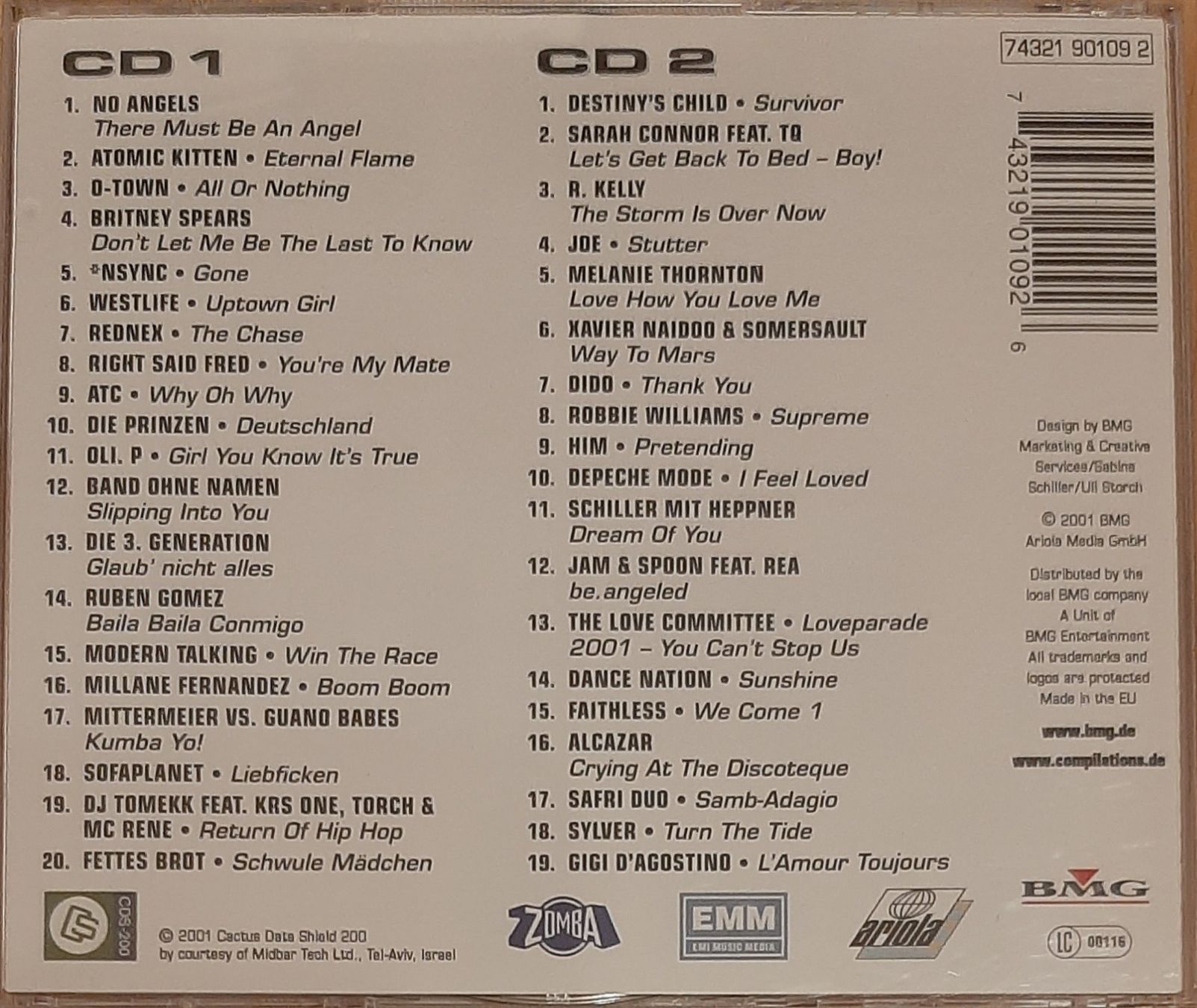 CD: Top 2001, DE Dance Pop Compilation Sampler 2001 – Usato da Schönenberg TG venduto da Gregolino76 1