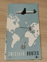 Alter Litho Flugplan / Swissair Routes - Ausgabe 1954