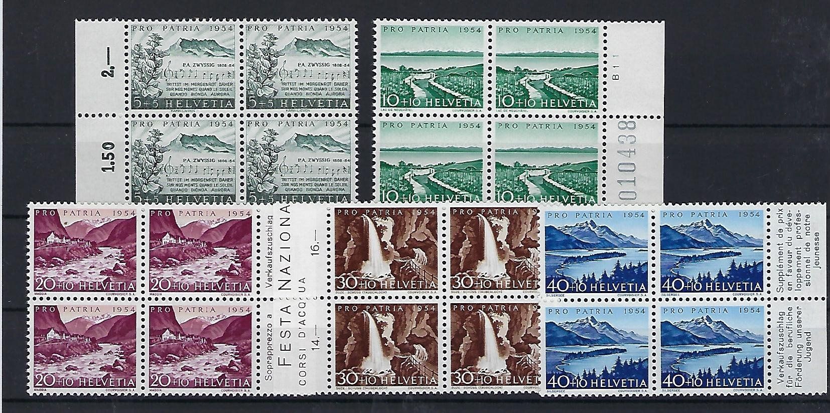 Tutti i francobolli: Pro Patria Viererblocks 1954  postfrisch 14710 – Usato da Lunden venduto da Animus999