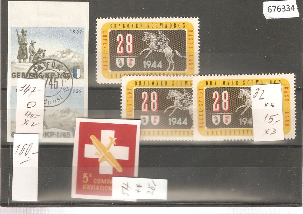 Tutti i francobolli: Soldatenmarken Los 4 Marken + 1 Paar  ** / gest. – Usato da Lausanne venduto da Whorvath