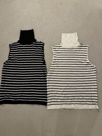 2 Rollkragentops, gestreift, ärmellos,Grösse M
