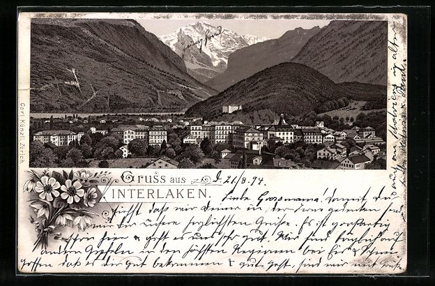 Ansichtskarten: Vorläufer-Lithographie Interlaken, 1894 – Gebraucht aus Berlin von bartko-reher