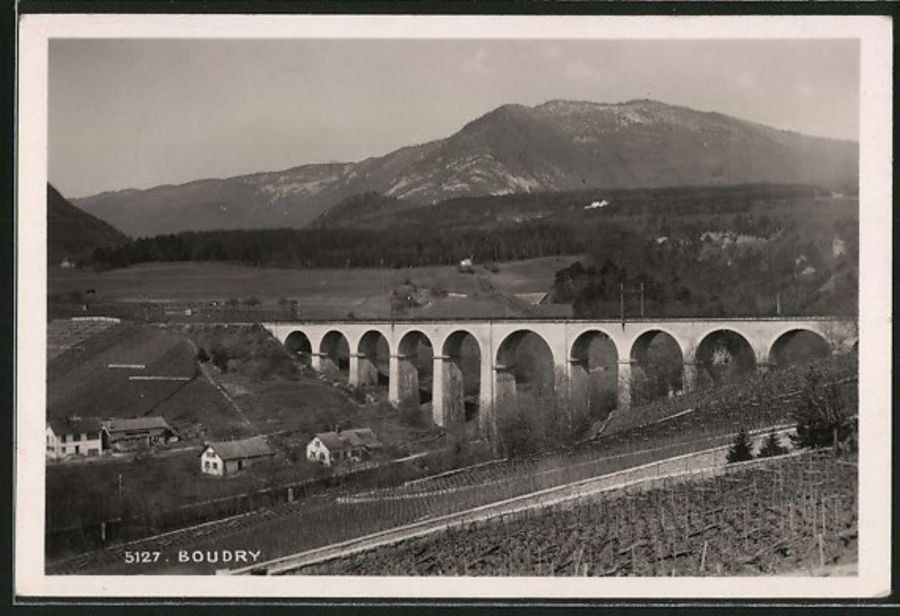 Cartoline postali: Boudry, pont ferroviaire, circulée 1935 – Usato da Frauenfeld venduto da POML