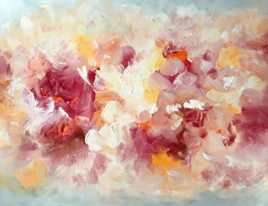 Tableaux: Schönes Acryl-Gemälde mit abstraktem Blumenmuster – Neuf (Voir description) à Adliswil par Vimovi 1