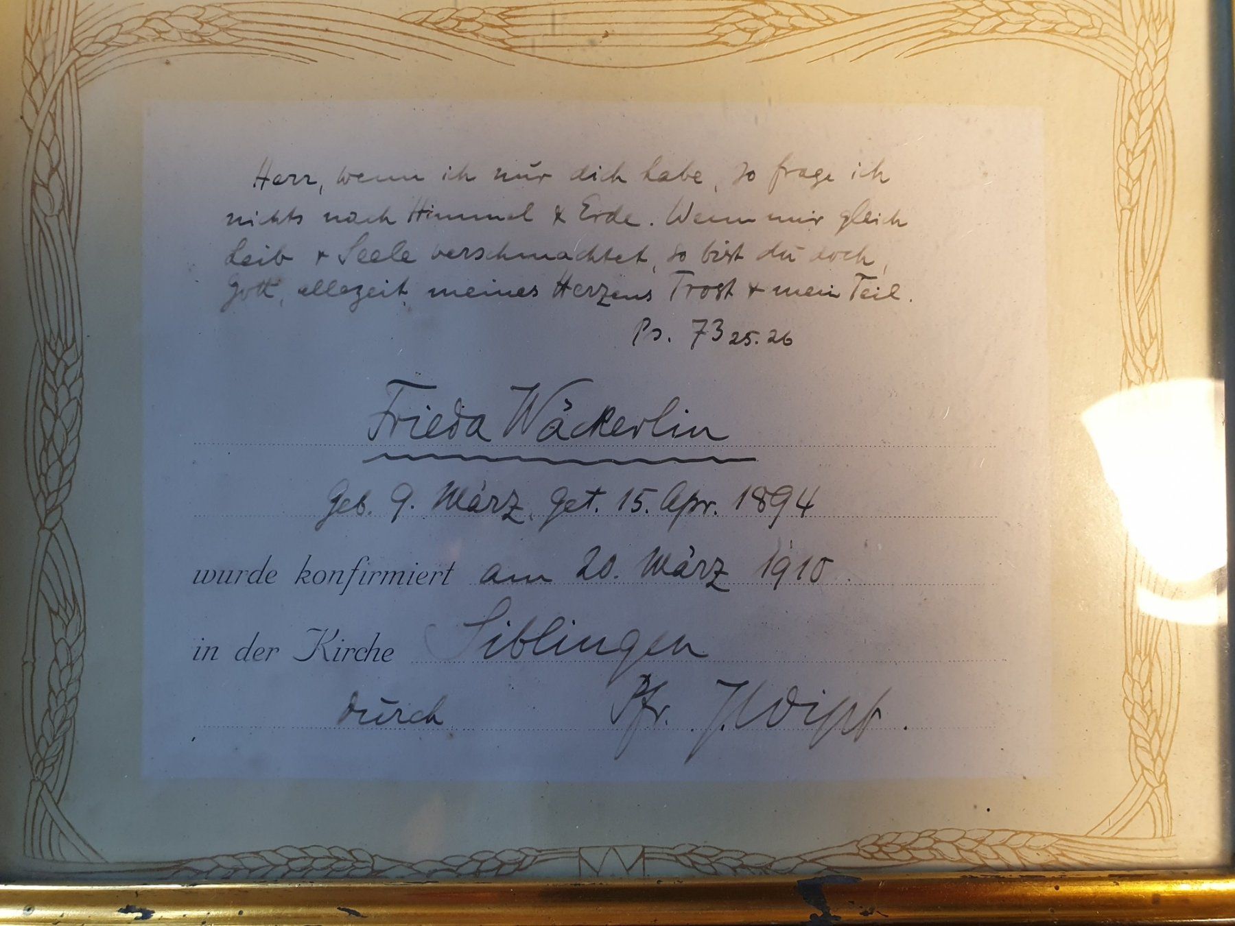 Documenti: Konfirmationsurkunde Frieda Wäckerlin 1910 – Usato da Zürich venduto da loosebone 1