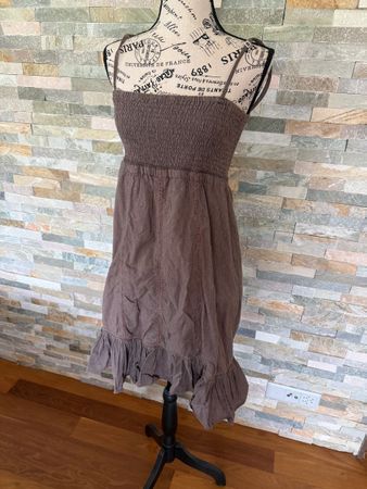 Sommerkleid braun gestreift mit Spaghettiträgern Gr. M