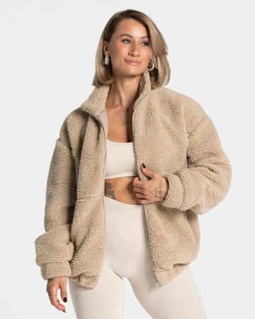 Teddy Jacke TEVEO Oversized Damen Beige Gr XS wie neu peanut