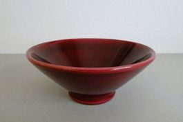 Schale Keramik bordeauxrot, konische Form 13.5 cm, Vintage