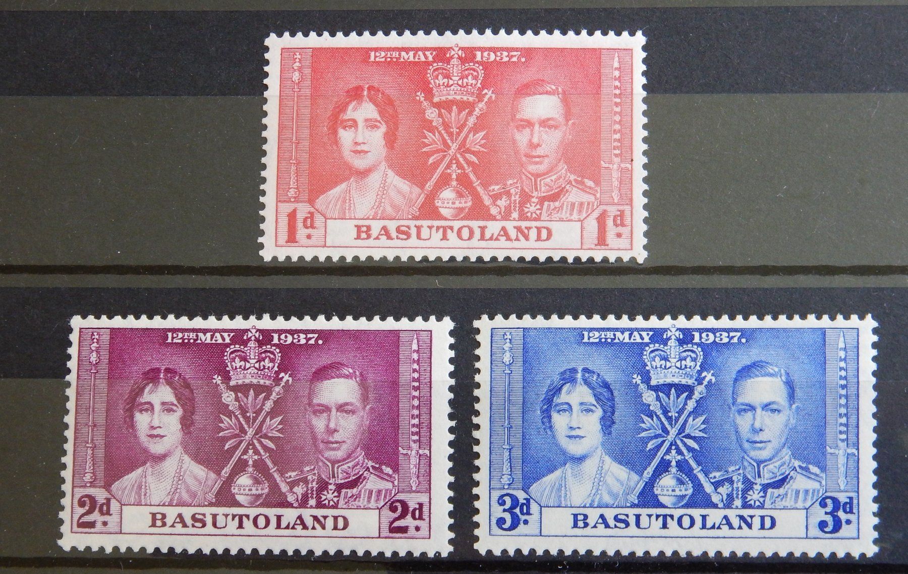 Alle Briefmarken: Basutoland British Kat. 15-17 * 1937 – Gebraucht aus Zürich von Muehlekauf