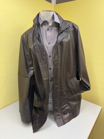 BOSS Hugo Boss Curtin Lederjacke Kalbsnappa Braun Gr. 54