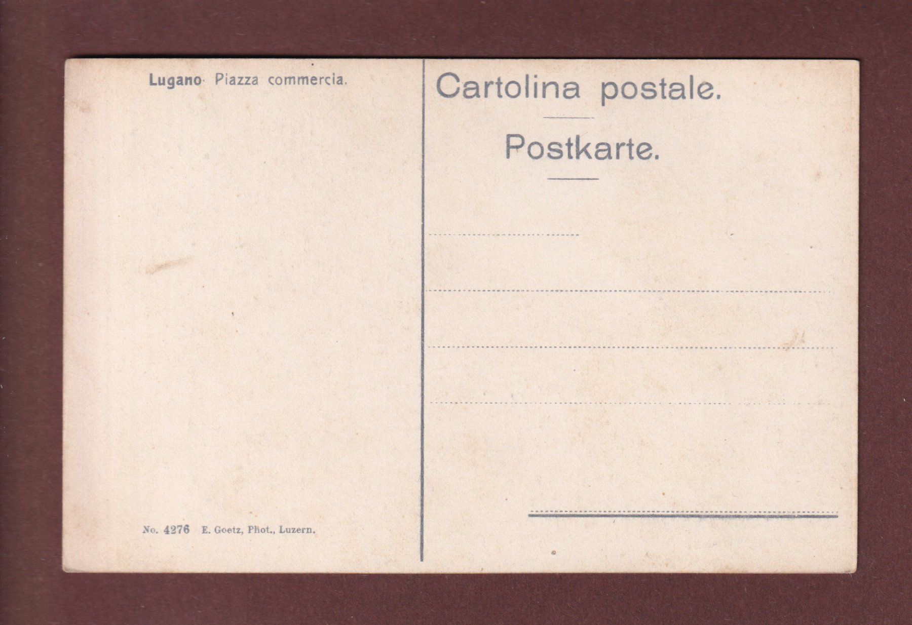 Cartoline postali: LUGANO - Piazza commercia – Usato da Pully venduto da nicecards 1