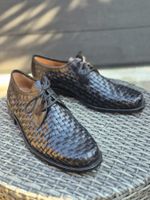 Derbies homme Sioux, cuir noir tressé, 10 1/2