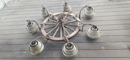 Rustikaler Schmiedeiserner Wagenrad Leuchter