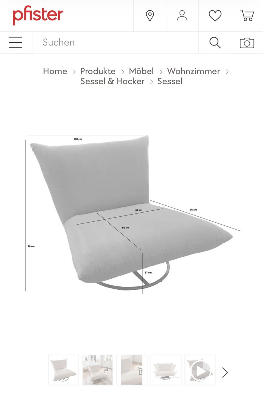 Pfister Poltrone: Drehsessel Livetastic Cremona Cord beige – Nuovo (secondo la descrizione) da Buchrain venduto da Fabs279 3