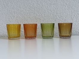 4er Set Vintage Teelichthalter aus Glas
