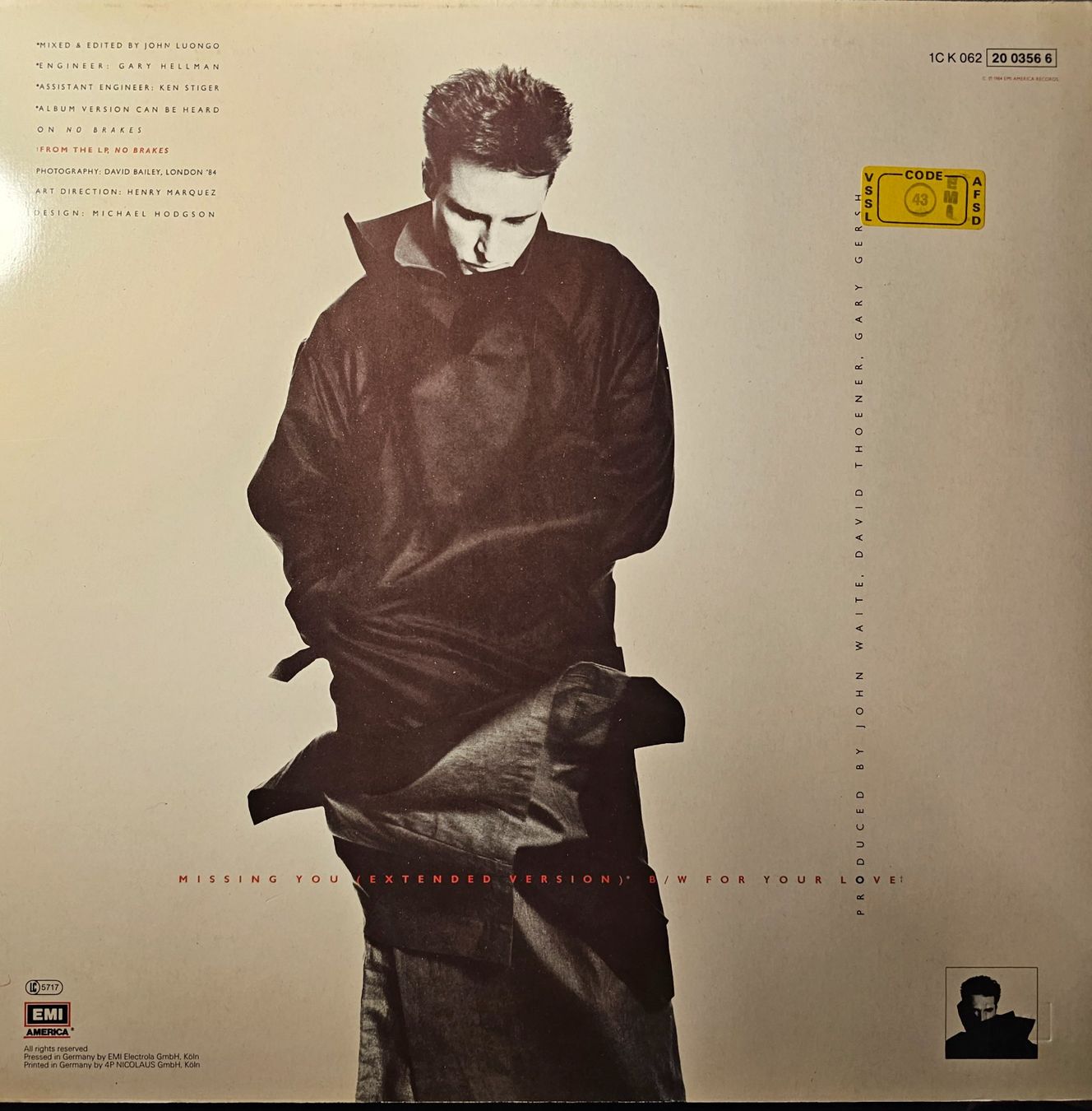 Schallplatten: John Waite – Missing You – Gebraucht aus Wahlen b. Laufen von Cg10 1