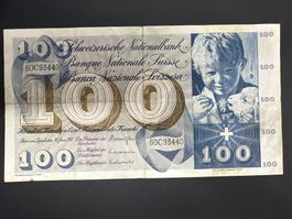 100 Fr. - Note Schweiz 1967