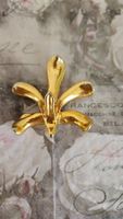 Gold Orchidee Anhänger Brosche Vintage Galvanisiert