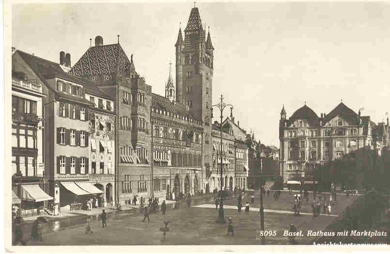 Cartoline postali: Basel - Rathaus mit Marktplatz + 1910 – Usato da Emmenbrücke venduto da teestube