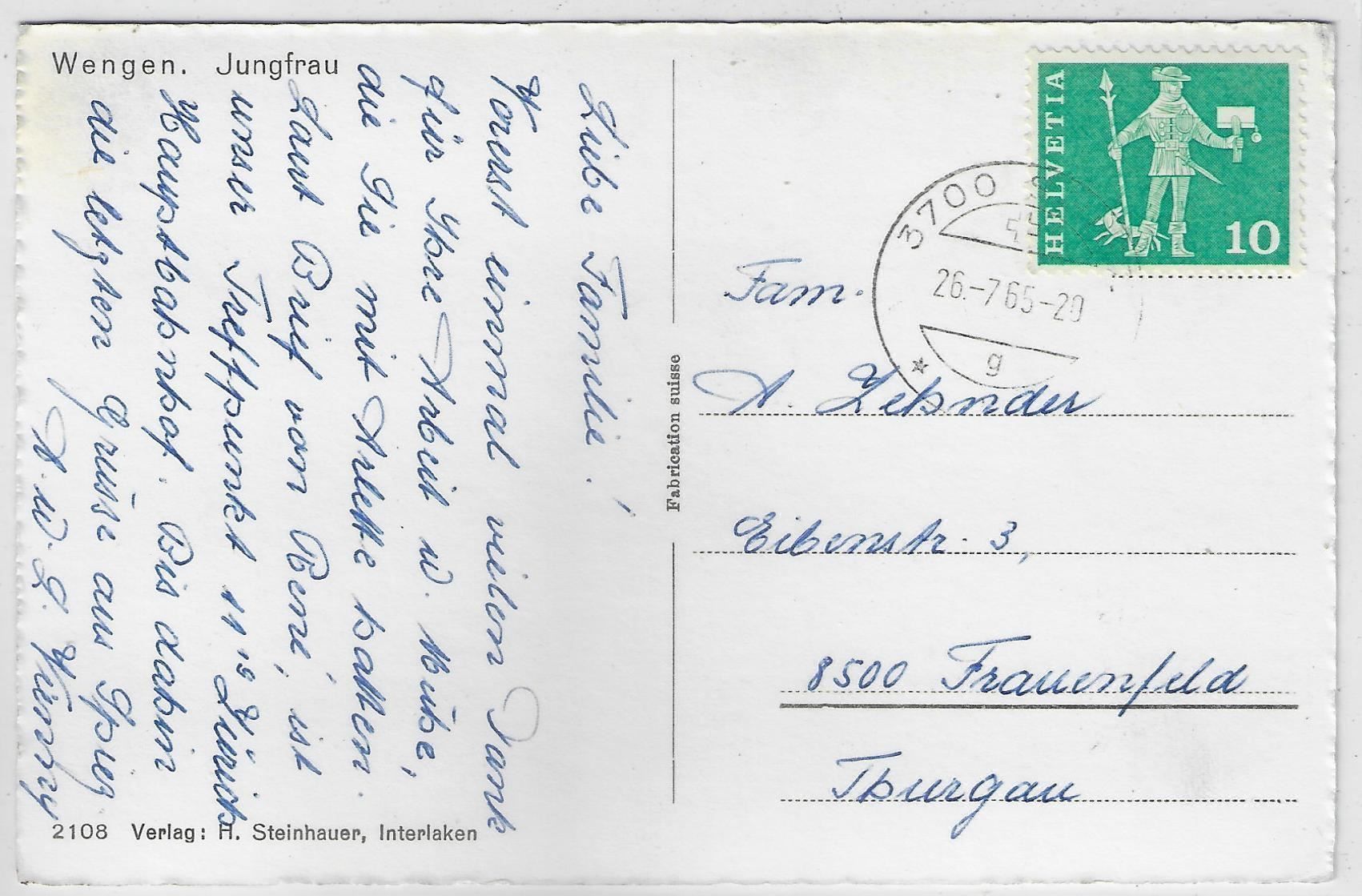 Cartoline postali: Wengen mit Jungfrau – Usato da Ettingen venduto da Kartenplanet 1