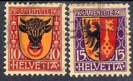 SERIE PROJUVENTUTE KANTONSWAPPEN 1918 GESTEMPELT - H97