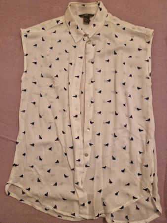 H&M Bluse, ärmellos, Vogelmuster, Grösse 34 - Sommer!
