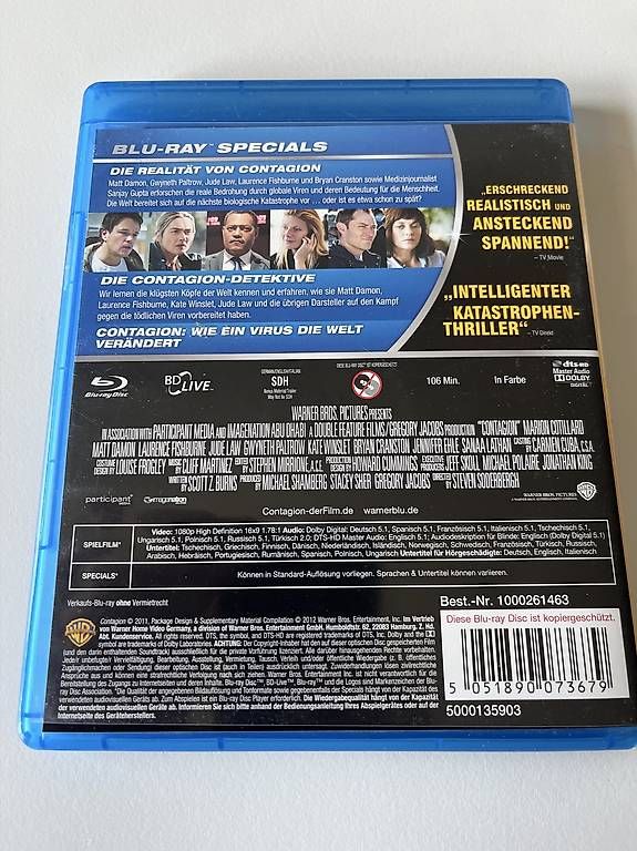Tutti i DVDs: Contagion von Stephen Soderbergh [Blu-ray] – Usato da Zürich venduto da audn 1