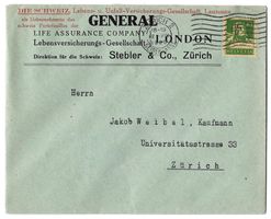 1926 Firmenbrief GENERAL Lebensversicherung Direktion Zürich