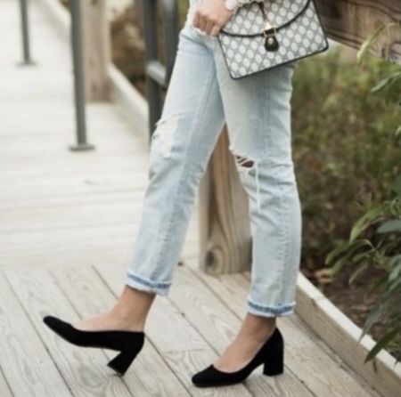 Stuart Weitzman Marymid Suede Square Toe Block Heel Pumps
