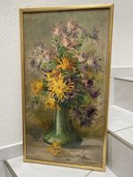 Aquarell alt, Blumen in Vase, signiert.