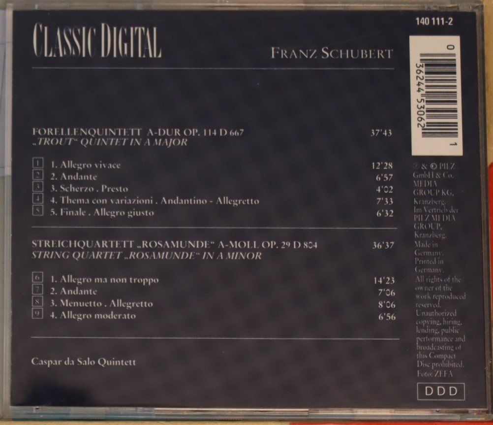 CD: Franz Schubert - Forellenquintett – Usato da Luzern venduto da CONTENTI 2