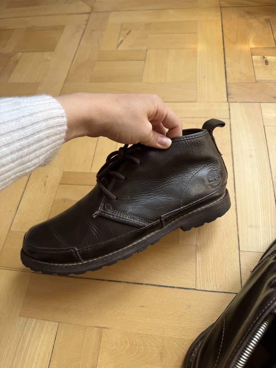 Timberland Scarpe da uomo: Timberland Brown Leather Ankle Boots - Size 8.5 US – Usato da Lausanne venduto da ama_ykl2 1