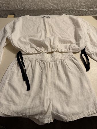 Zara Set Oberteil und Shorts weiss Groesse S neu