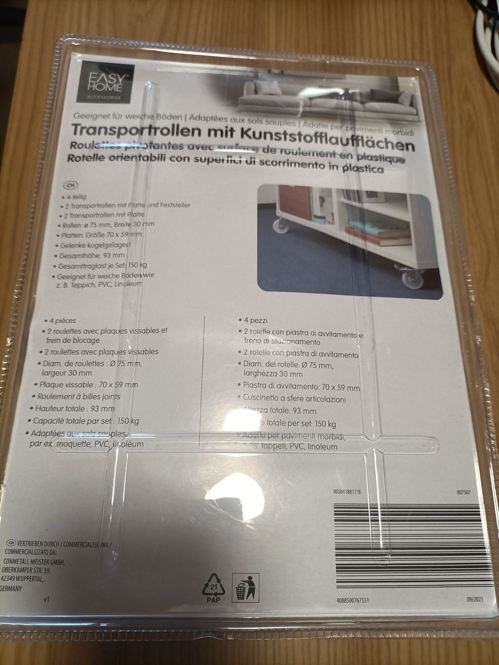 Altro per stoccaggio & trasporto: Transportrollen mit Kunststoffflächen 4 Stk. neu – Nuovo e nell'imballaggio originale da Schöftland venduto da Snacketti7 1